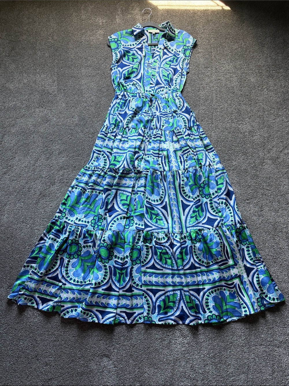 Pinch Blue & Green Floral Printed Maxi Dress
